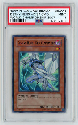 YUGIOH WC07-EN003 DESTINY HERO DISK COMMANDER SUPER RARE PSA 9 MINT #43587181-image
