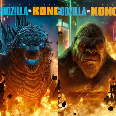 BOTTLENECK GALLERY GODZILLA VS KONG GICLEE POSTER SET Pablo Olivera Art #/200-image