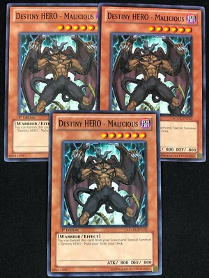 YUGIOH DESTINY HERO MALICIOUS LCGX-EN132 1ST COMMON X3 (NM)-image