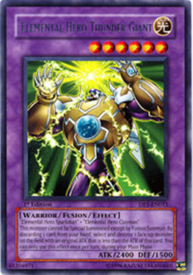 Yugioh! MP Elemental Hero Thunder Giant - DP1-EN011 - Rare - 1st Edition Moderat-image
