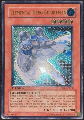 E-Hero Bubbleman CRV-AE014 1st ED Ultimate Rare YuGiOh Card Asian English-image