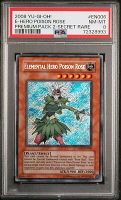 YUGIOH PP02-EN006 ELEMENTAL HERO POISON ROSE SECRET MISPRINT PSA 8 NM #72328993-image