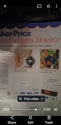 New Vintage Fisher Price Baby Monitor Sound 'N Lights  Transmitter Receiver-image