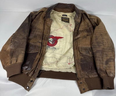 Thinsulate Adventure Bound Leather Flight Bomber Jacket-sizeM-map lining holes*-image