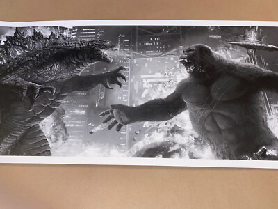 Bottleneck gallery Kong vs Godzilla Pablo Olivera Black and White variant Print-image