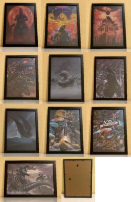 10set,GODZILLA  movie framed clear file poster Yuji Kaida art picture Japan-image
