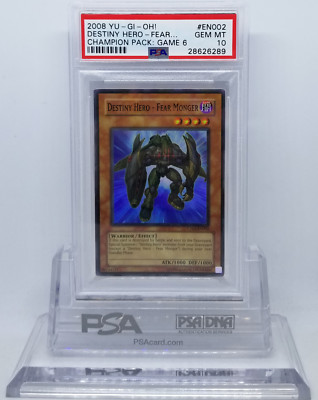 YUGIOH CP06-EN002 DESTINY HERO FEAR MONGER SUPER RARE PSA 10 GEM MINT #28626289-image