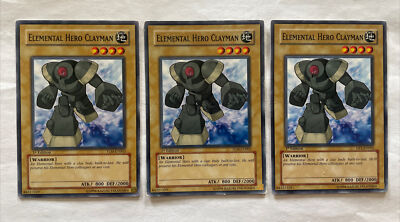 3x Elemental Hero Clayman - TLM-EN003 LP Yugioh Yu Gi Oh! 3x3 Playset 1st  Ed-image