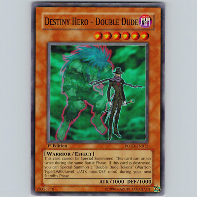 Yugioh Destiny Hero - Double Dude POTD-EN012 1st Edition Super Rare Holo - NM-M-image