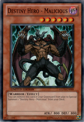 Yugioh Destiny HERO - Malicious GLD3-EN009 Common Limited VLP-image