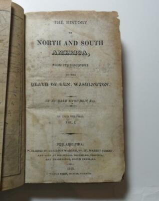 HISTORY OF NORTH AND SOUTH AMERICA RICHARD SNOWDEN 1819 FOLD OUT MAPS LEATHER-image