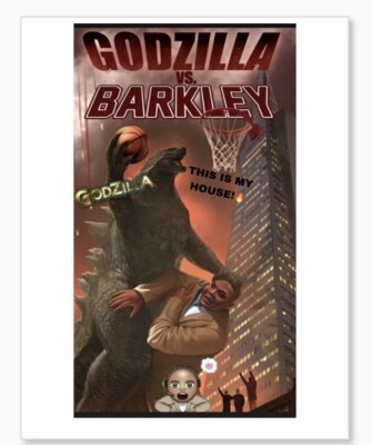 CHARLES BARKLEY💥VS GODZILLA🔥🦖8.5x11 ULTRA GLOSSY WALL/LOCKER COLOR ART POSTER-image