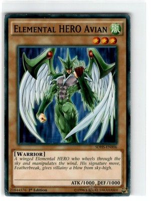 Yu-Gi-Oh! Elemental Hero Avian Common SDHS-EN006 Heavily Played 1st Edition-image