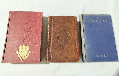 Antique Leather Bound Bible with Maps + 2 other Antique Religious Books - 1st Ed-image