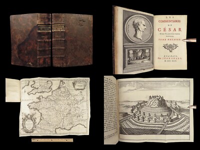 1743 Julius Caesar 1ed WAR Commentaries Military Tactics Hirtius Bellum MAPS 2v-image