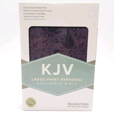 Holman KJV Large Print Personal Reference Bible Purple Leather Touch Cover Maps-image