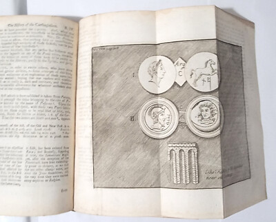 1747 Universal History Volume XVII Leather binding - 1 large map, 1 large illus-image