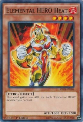 Yugioh - Elemental HERO Heat - 1st Edition - NM - Free Holographic Card-image