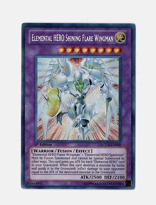 Yu-Gi-Oh! Elemental HERO Shining Flare Wingman LCGX-EN050 Secret 1st Ed-image
