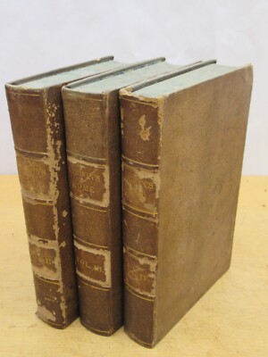 Gibson's Rome 1836 Vol 2 3 4 Antique Leather Bound Books - FOLD OUT MAPS-image