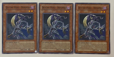 Yugioh - Destiny Hero - Departed x 3 - LP - Plus Free Holo Card-image