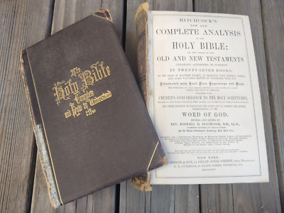Antique 1875 HITCHCOCK'S Complete Analysis of the Holy Bible Map & Engravings-image