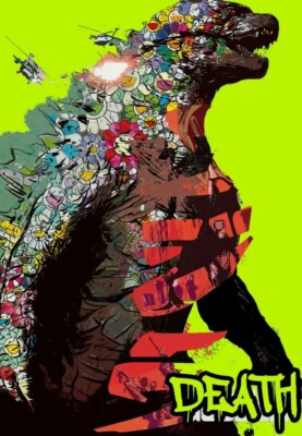 DEATH NYC ltd ed signed street art print 45x32cm godzilla king of monsters COA-image