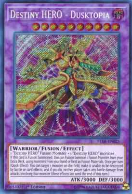 [SECRET RARE] YuGiOh - Destiny HERO Dusktopia - BLLR-EN025 - NM/M - 1st Edition-image