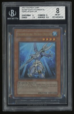 2006 YuGiOh Elemental Hero Ocean JUMP-EN013 Ultra Rare Limited Ed BGS 8-image