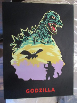 Godzilla acrylic painting signed by artist-image