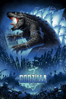 Godzilla Sam Mayle Small Blue Variant Movie Poster Giclee Print Art 16x24 Mondo-image