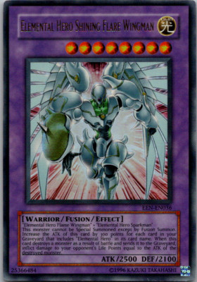 2005 #EEN-EN036 Elemental Hero Shining Flare Wingman *Bent Rare Unlimited-image