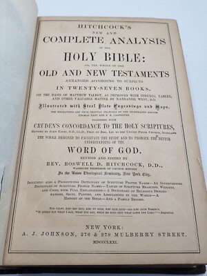 Hitchcock's Holy Bible Complete & How To Understand It 1869 Maps Lithos Family -image