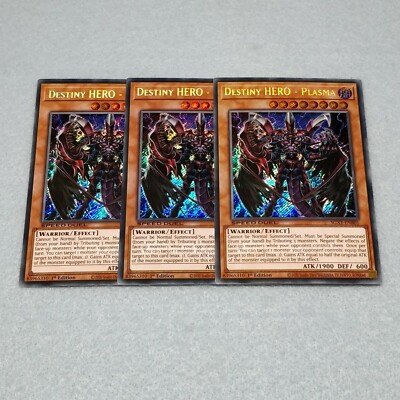 Yugioh Destiny HERO - Plasma SGX1 1st Edition Secret Rare 3 Card Set NM-image