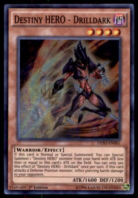 Yu-Gi-Oh! 1st Edition Destiny Hero - Drilldark #DESO-EN001 Near Mint-image