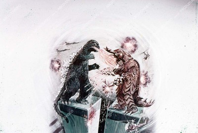 35m-16205 cool artwork promo Godzilla fighting monster on World Trade Towers 35m-image