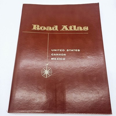 1998 Vintage Leather Rand McNally Road Atlas United States Canada Mexico Vintage-image