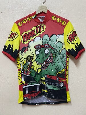 Vintage Y2K Pearl Izumi Cycling Jersey X Godzilla Pop-Art Streetwear Slim Fit M-image