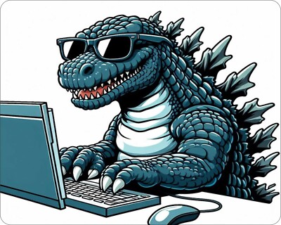 Godzilla texting Fantasy Art Painting Novelty Mouse Pad Stunning-image