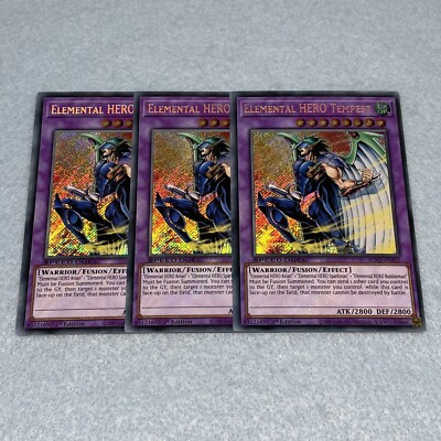 Yugioh Elemental HERO Tempest SGX2 1st Edition Secret Rare 3 Card Playset NM-image