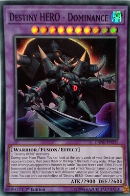 DANE-EN031 DESTINY HERO - DOMINANCE SUPER RARE 1ST EDITION YuGiOh CARD-image