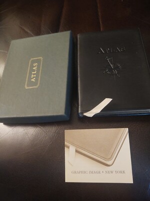 Restoration Hardware Travelers Atlas Black Leatherbound, NIB-image