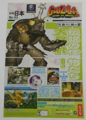 Godzilla Destroy All Monsters Print Ad PROMO Art Poster Wreckless Gamecube GC-image
