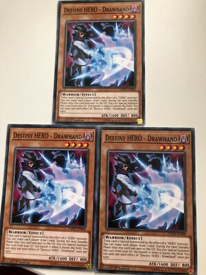 Yugioh Destiny Hero - Drawhand DANE-EN009 Common Mint Condition x3-image