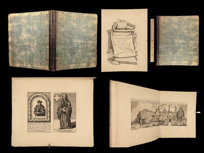 1737 MEDIEVAL England Illustrated Domesday Book Maps DRAGONS Hearne FAMED Ectypa-image