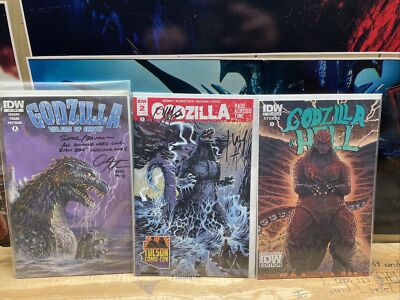 Godzilla Comic Books  Three Two First Issues And  Number Two issue Signed By Art-image