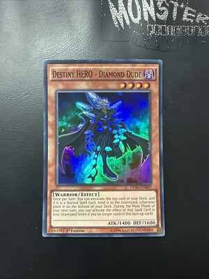 YUGIOH DESTINY HERO DIAMOND DUDE SUPER RARE DESO-EN009 1ST EDITION -image