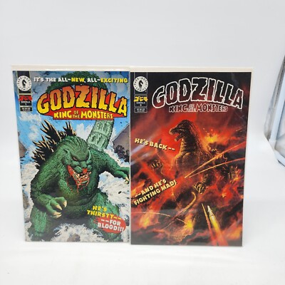 Godzilla King of the Monsters #0 & #1 (1995) Dark Horse Art Adams VF+ Lot of 2-image