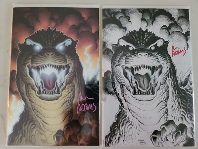Godzilla Monsterpiece Theatre #1 SIGNED Art Adams Sketch & Foil SET /W CoAs NYCC-image