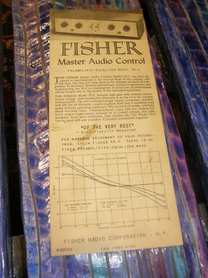 Vintage 1950s Fisher 50-C Preamp Master Audio Control Tube Preamplifier brochure-image
